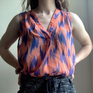 Orange and Blue Blouse